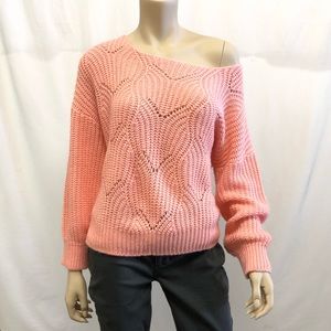 Vintage 80’s Wide-Neck Pointelle Sweater